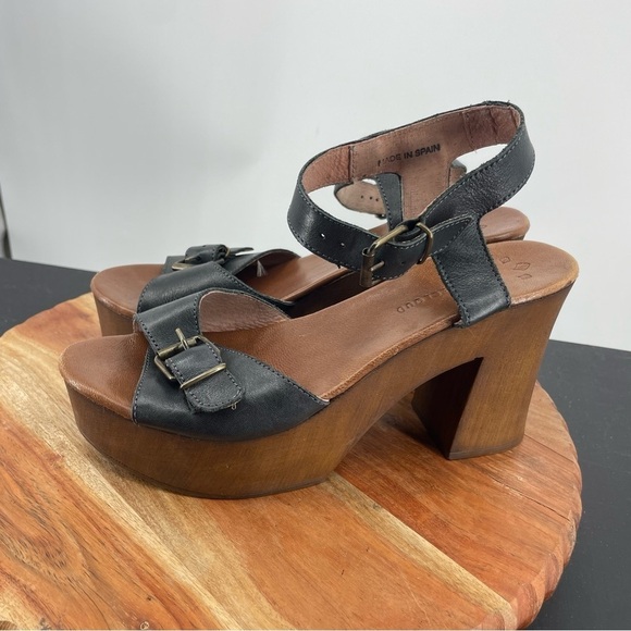 Anthropologie Musse Cloud 70s Style Chunky Heel Platform Sandals Naomie black 9 - Picture 3 of 10